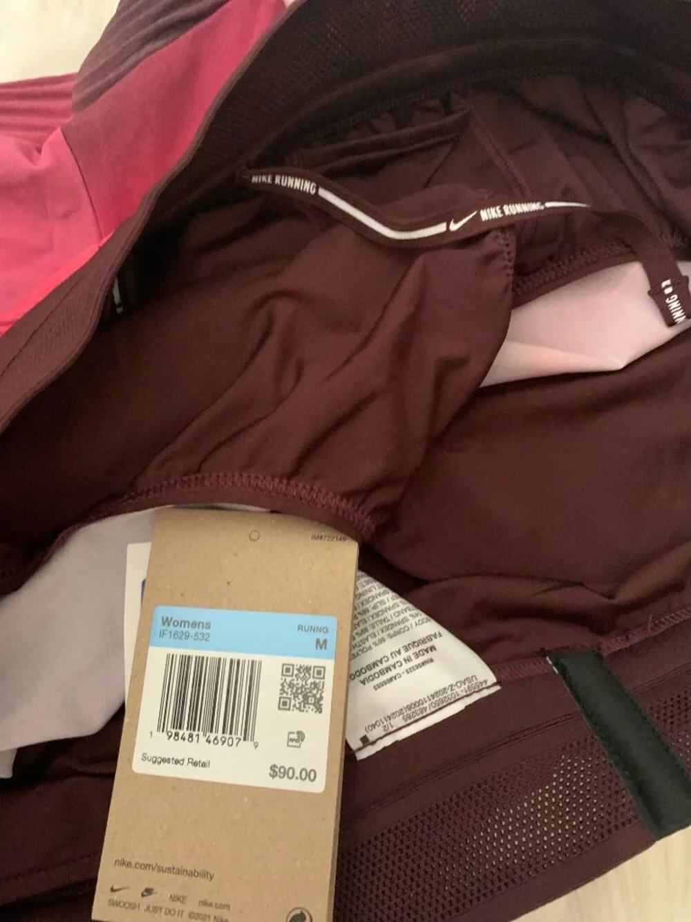 NIKE AEROSWIFT ADV Mid-Rise Brief-Lined Running Shorts in Burgundy Crush Sz MED